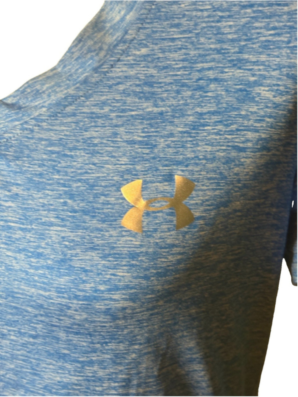 Under Armour HeatGear Womens M Shirt V-Neck Heather Blue Activewear Gym Workout - Picture 2 of 9